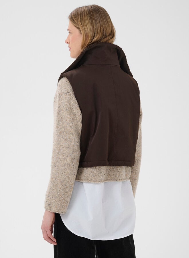 Veste Part Two Cathlin sans manches réversible teddy brun chocolat