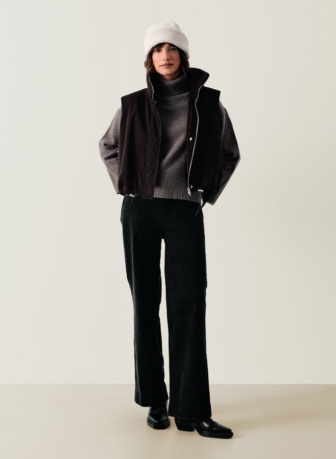 Veste Part Two Cathlin sans manches réversible teddy brun chocolat
