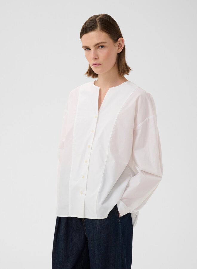 Blouse InWear Gloria ample à col rond ouvert blanche
