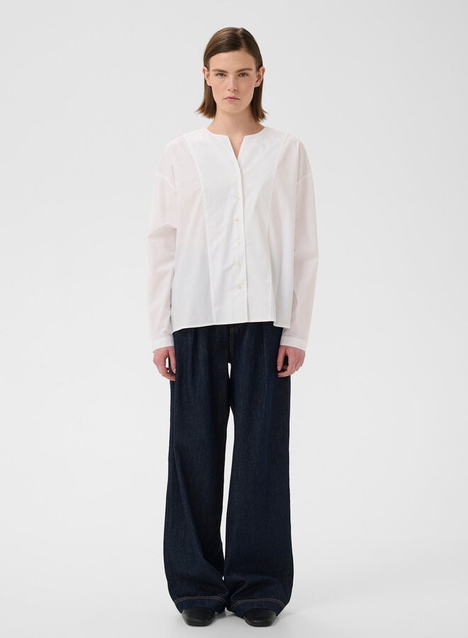 Blouse InWear Gloria ample à col rond ouvert blanche