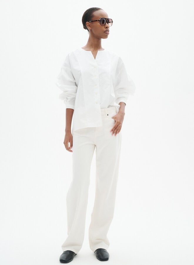 Blouse InWear Gloria ample à col rond ouvert blanche