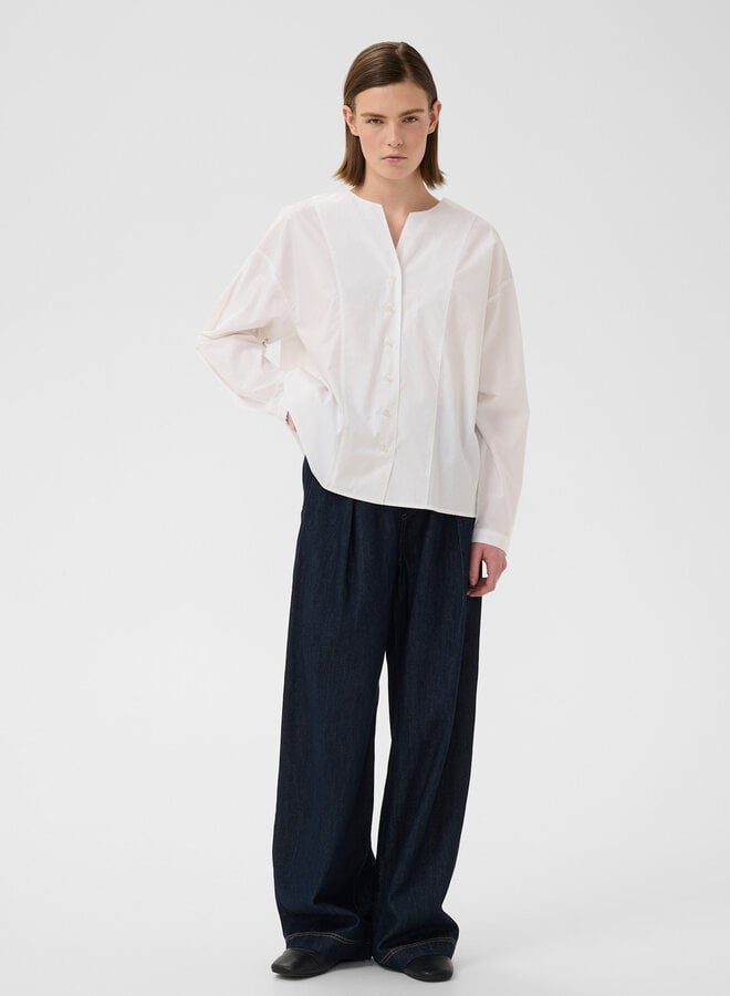 Blouse InWear Gloria ample à col rond ouvert blanche