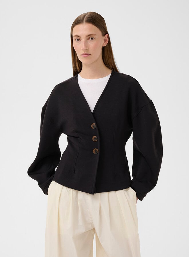 Jacket InWear Fari en jersey noir & boutons brun tortoise