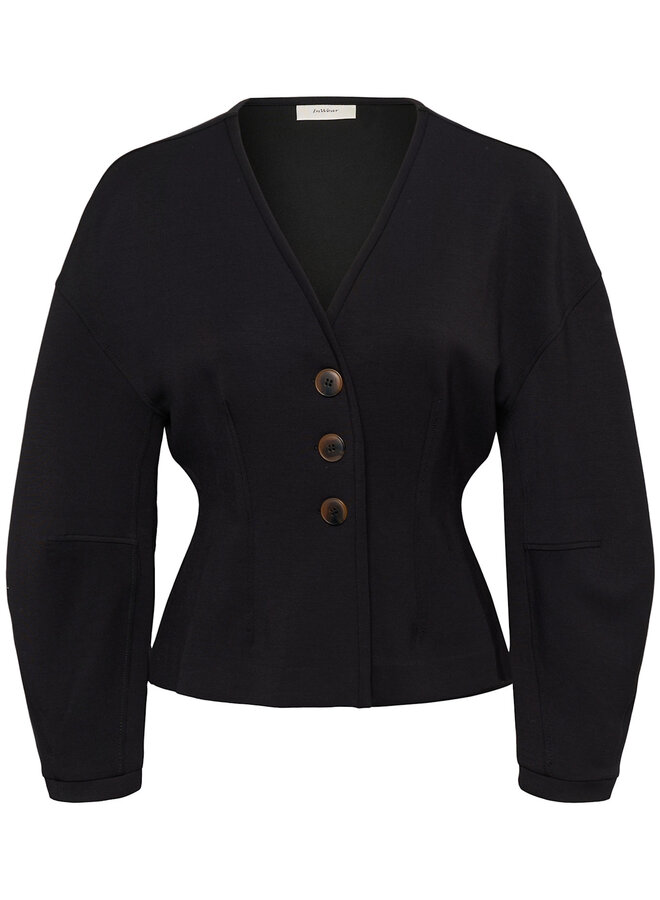 Jacket InWear Fari en jersey noir & boutons brun tortoise