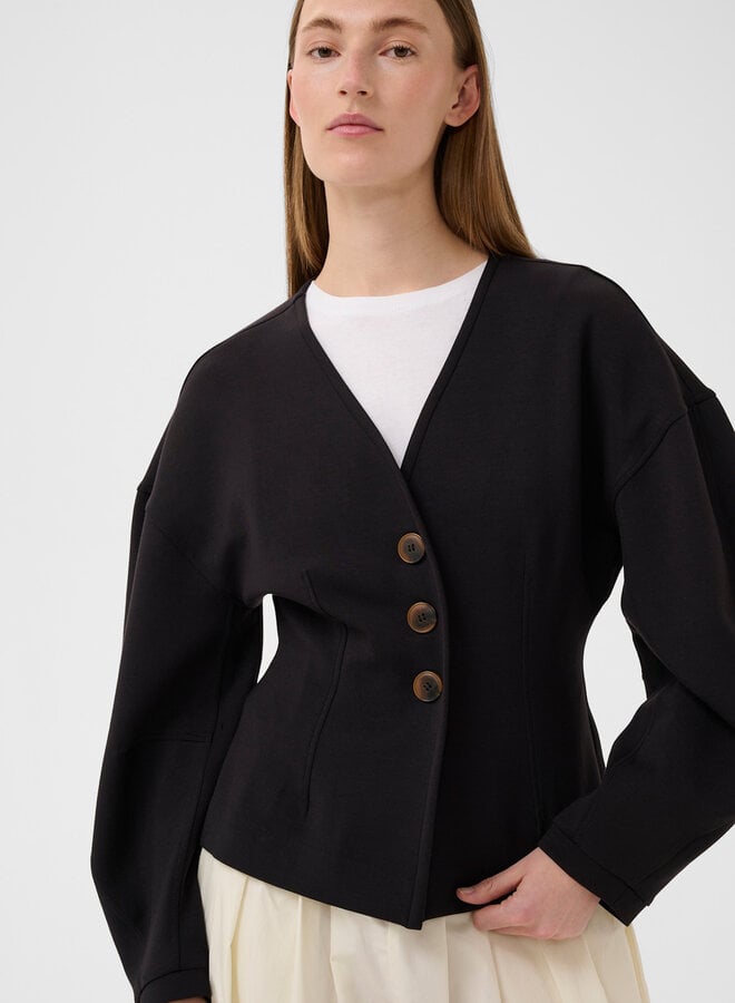 Jacket InWear Fari en jersey noir & boutons brun tortoise