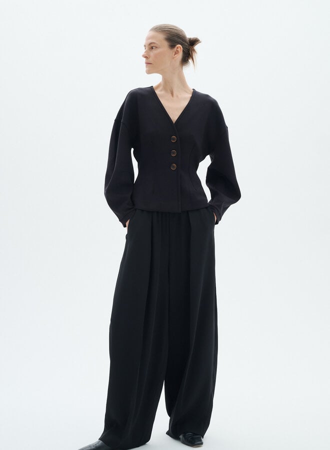 Jacket InWear Fari en jersey noir & boutons brun tortoise