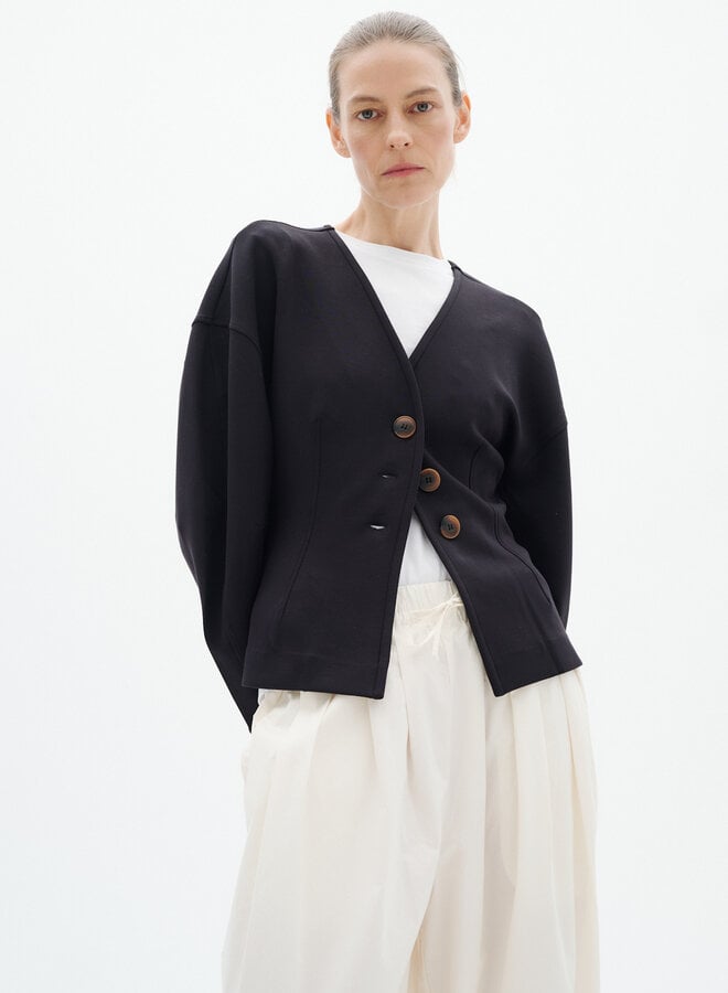Jacket InWear Fari en jersey noir & boutons brun tortoise