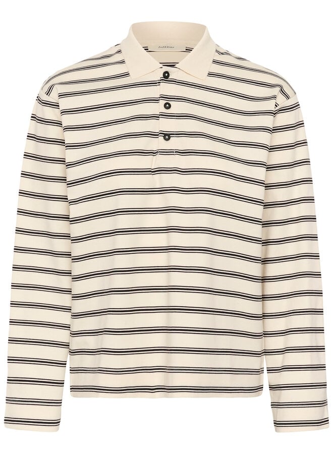 Polo InWear Fikkia à manches longues écru rayé noir