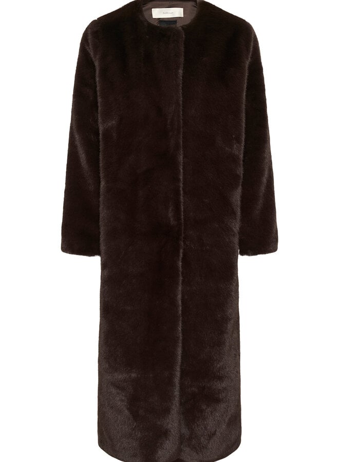 Manteau long InWear Zabelle en fausse fourrure brun chocolat