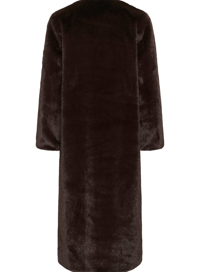 Manteau long InWear Zabelle en fausse fourrure brun chocolat