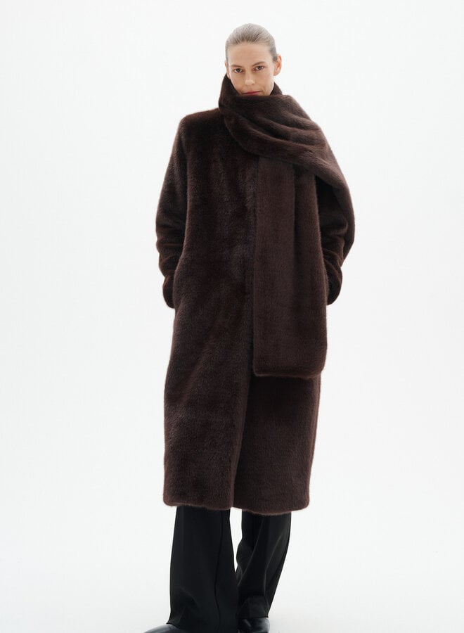 Manteau long InWear Zabelle en fausse fourrure brun chocolat