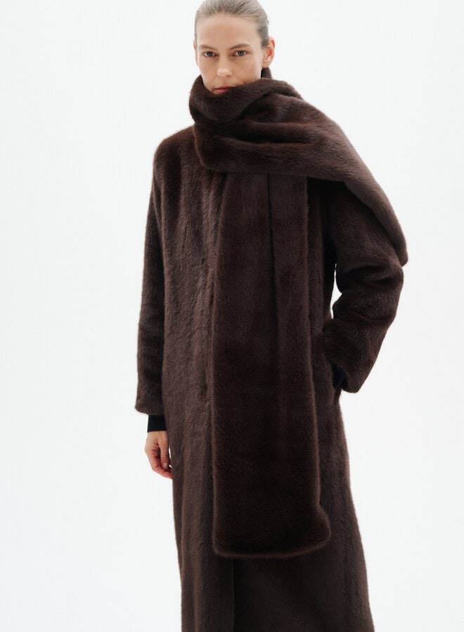 Manteau long InWear Zabelle en fausse fourrure brun chocolat