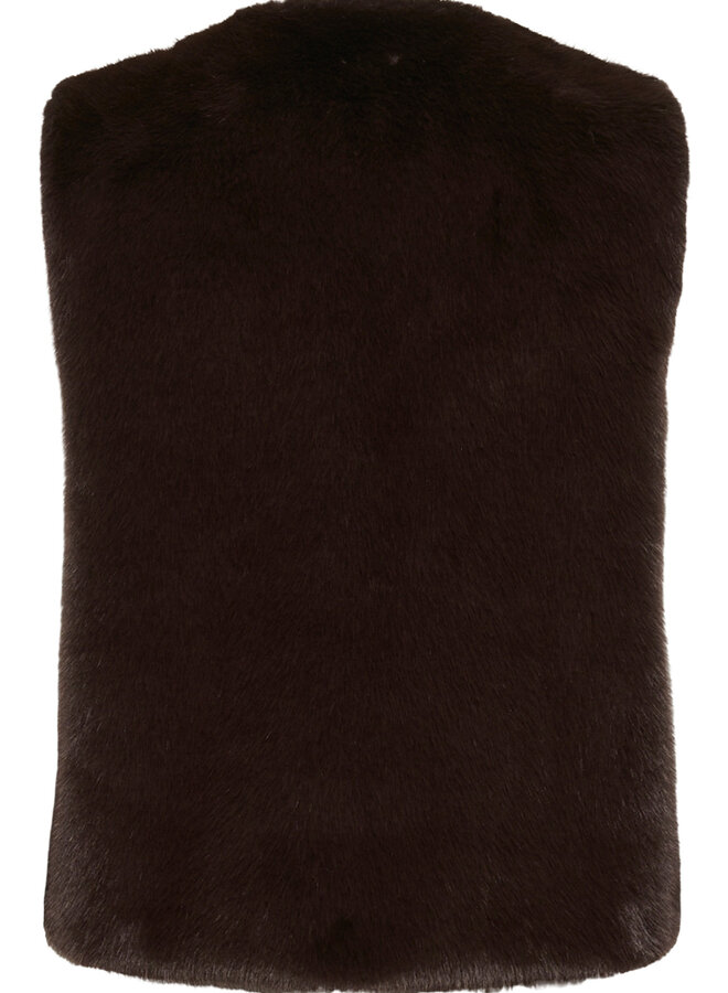 Veste InWear Zabelle sans manches en fausse fourrure brun chocolat