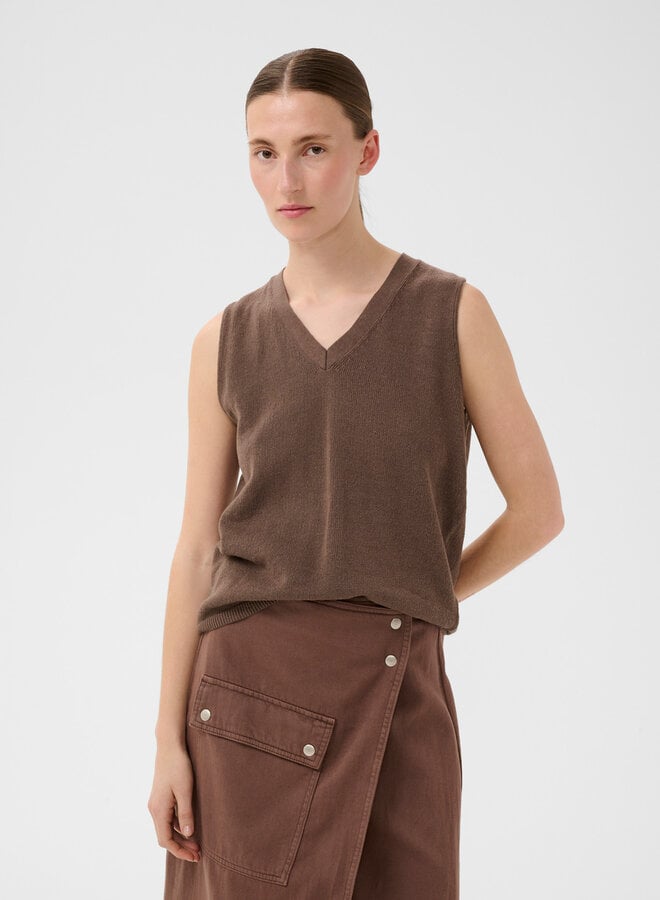 Tricot InWear Deva sans manches à col V brun nougat