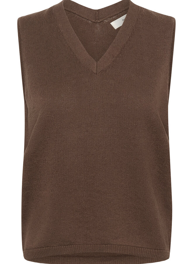 Tricot InWear Deva sans manches à col V brun nougat