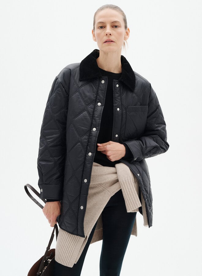 Manteau InWear Houston à col classique en corduroy matelassé noir