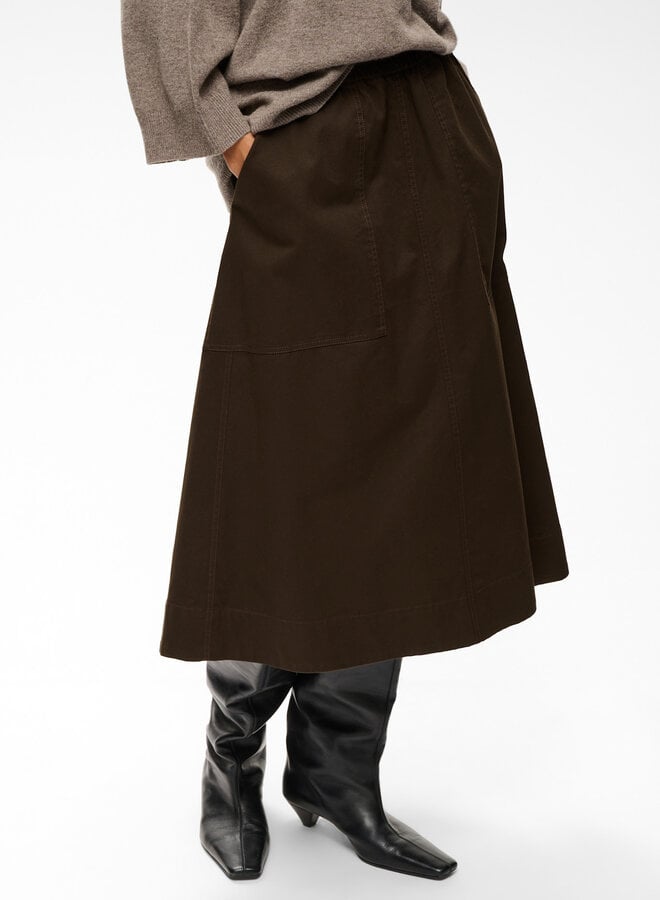 Jupe midi InWear Haiko à taille élastique brun chocolat