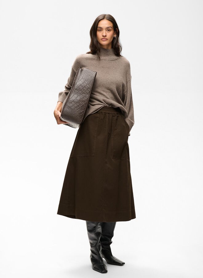 Jupe midi InWear Haiko à taille élastique brun chocolat