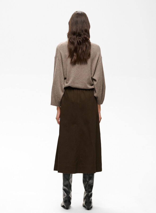 Jupe midi InWear Haiko à taille élastique brun chocolat