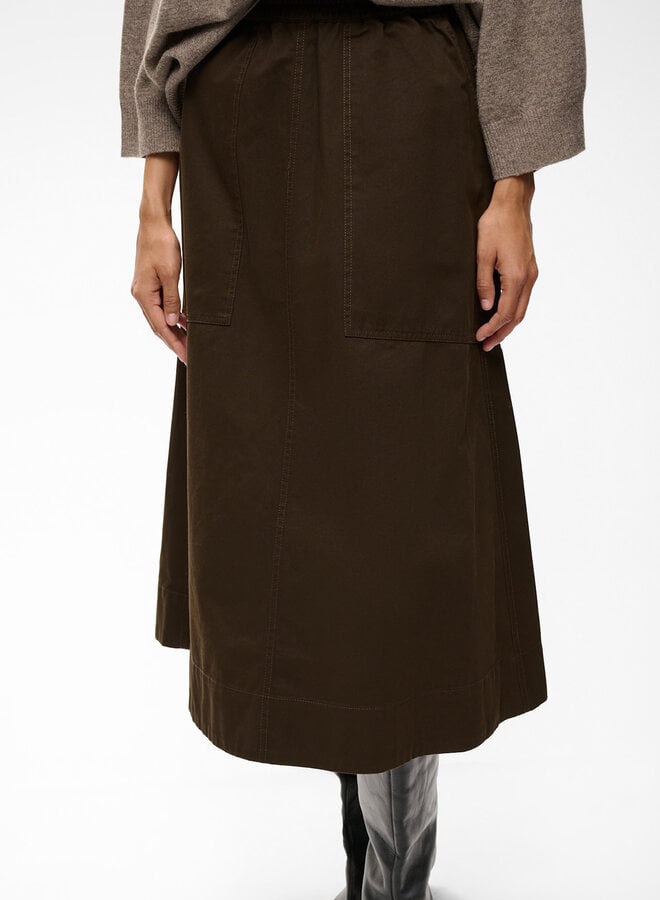Jupe midi InWear Haiko à taille élastique brun chocolat