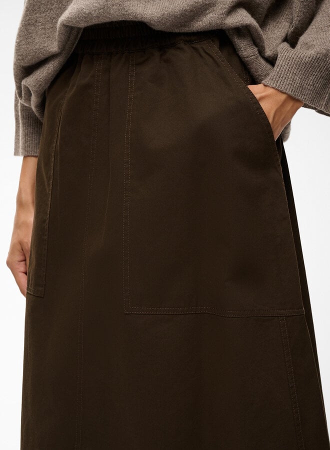 Jupe midi InWear Haiko à taille élastique brun chocolat