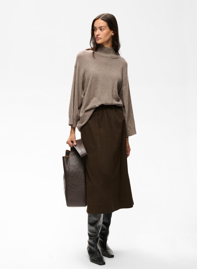 Jupe midi InWear Haiko à taille élastique brun chocolat