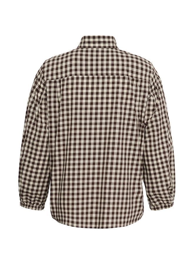 Blouse InWear Haima à col montant à carreaux vichy brun chocolat & écrus