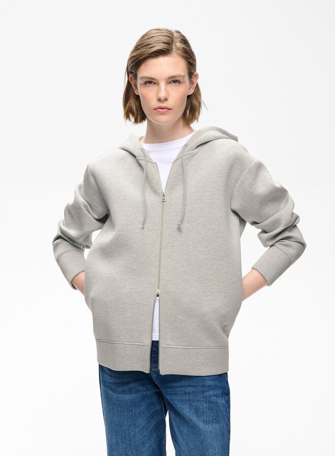 Cardigan InWear Asvini effet scuba à capuche & zip gris pâle mélange