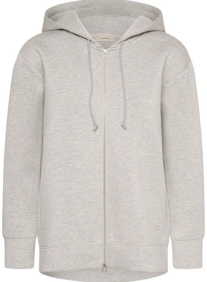 Cardigan InWear Asvini effet scuba à capuche & zip gris pâle mélange