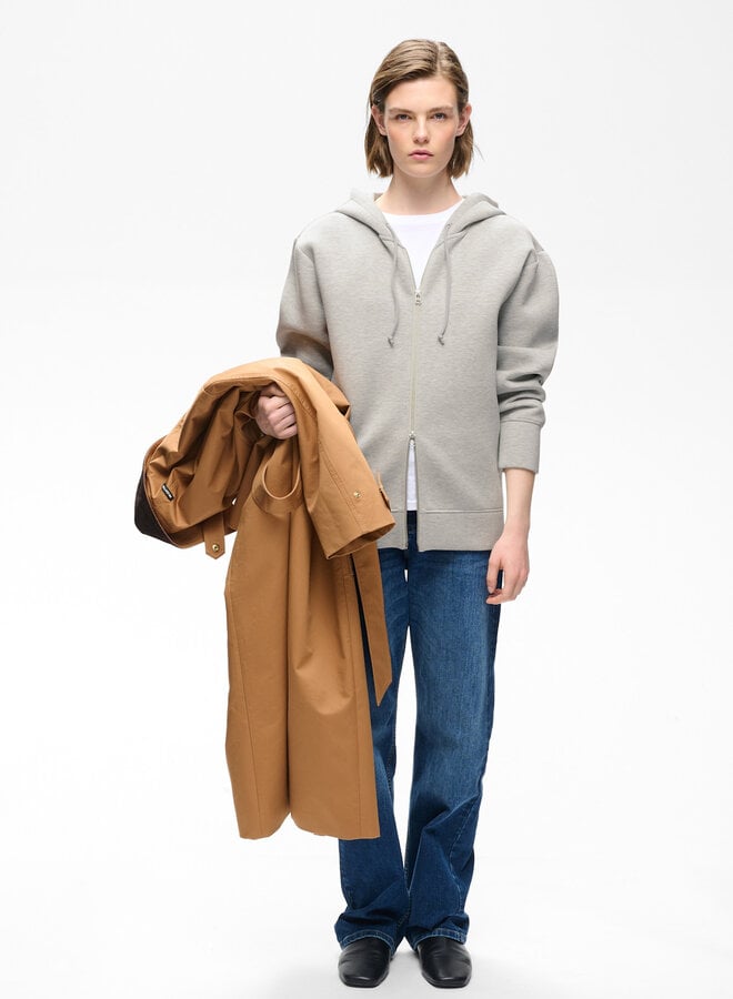 Cardigan InWear Asvini effet scuba à capuche & zip gris pâle mélange
