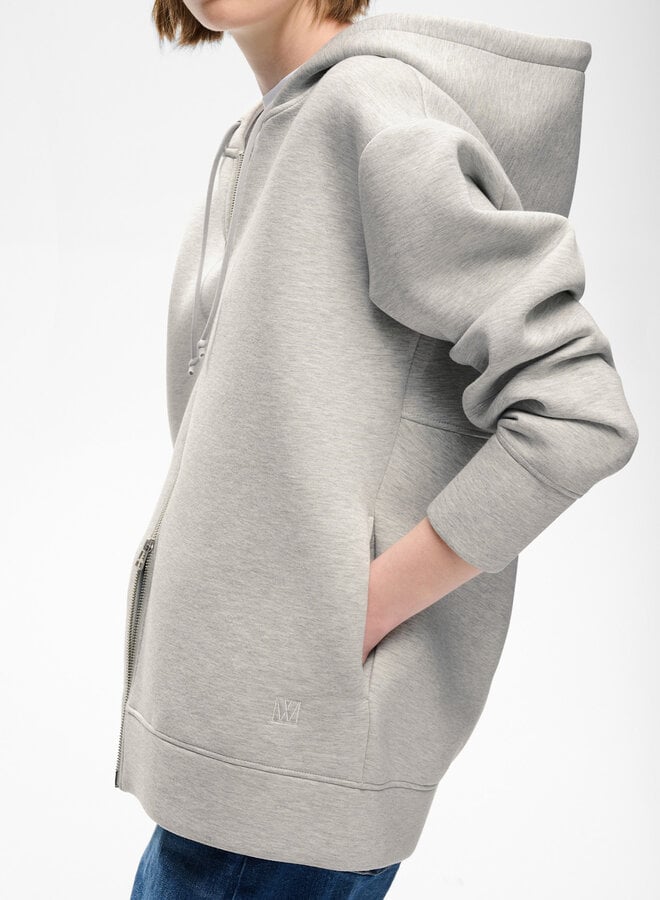 Cardigan InWear Asvini effet scuba à capuche & zip gris pâle mélange