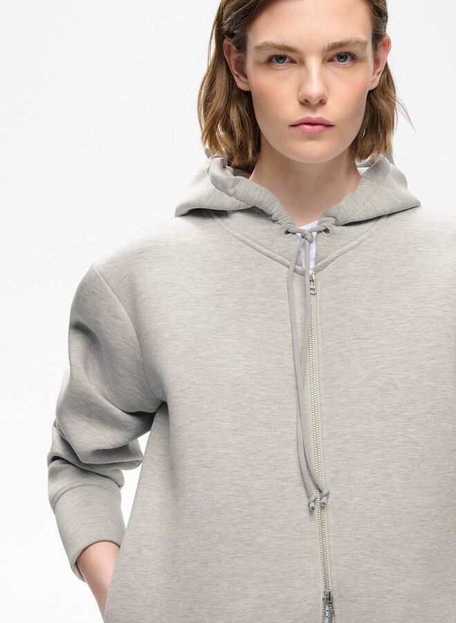 Cardigan InWear Asvini effet scuba à capuche & zip gris pâle mélange
