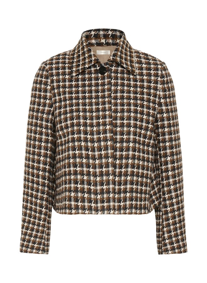 Jacket InWear Carsonne pied-de-coq écru, gris charcoal & noisette