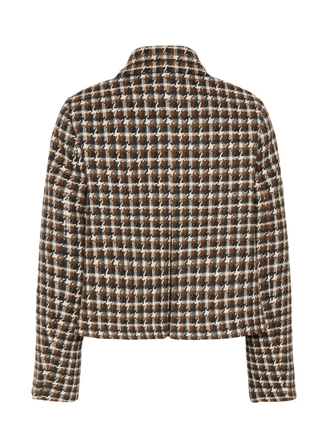 Jacket InWear Carsonne pied-de-coq écru, gris charcoal & noisette