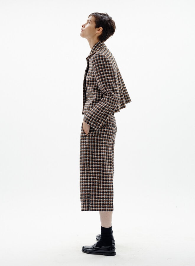 Jacket InWear Carsonne pied-de-coq écru, gris charcoal & noisette