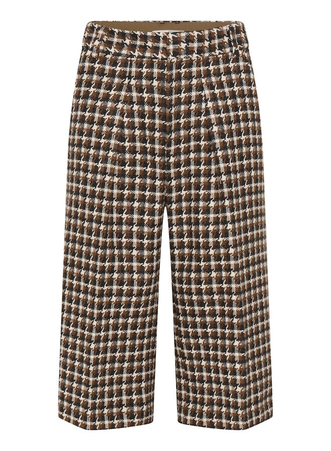 Culotte InWear Carsonne pied-de-coq écru, gris charcoal & noisette