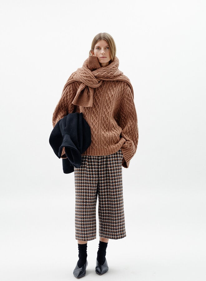 Culotte InWear Carsonne pied-de-coq écru, gris charcoal & noisette