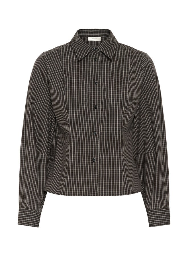 Chemise InWear à col classique noire à carreaux gris & écrus