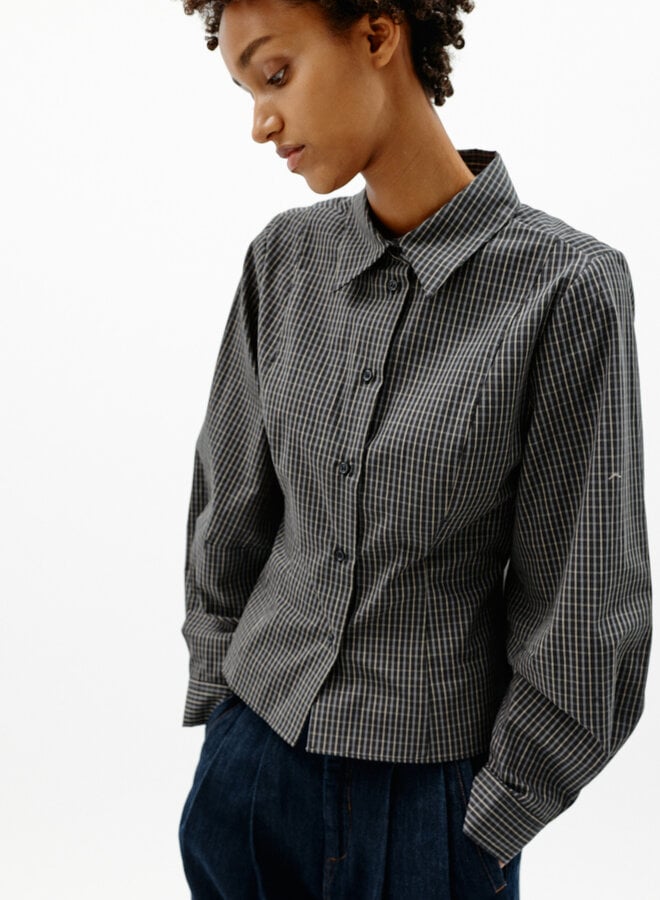 Chemise InWear à col classique noire à carreaux gris & écrus