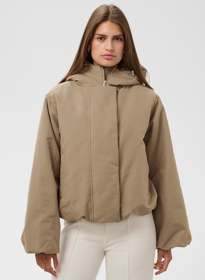 Manteau Soaked Alicie court à capuche beige