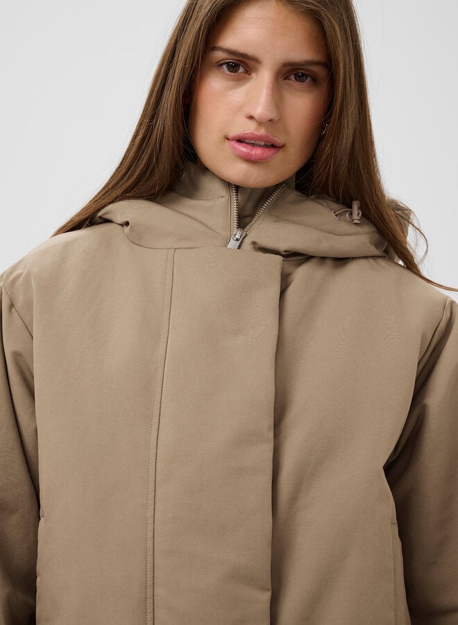 Manteau Soaked Alicie court à capuche beige