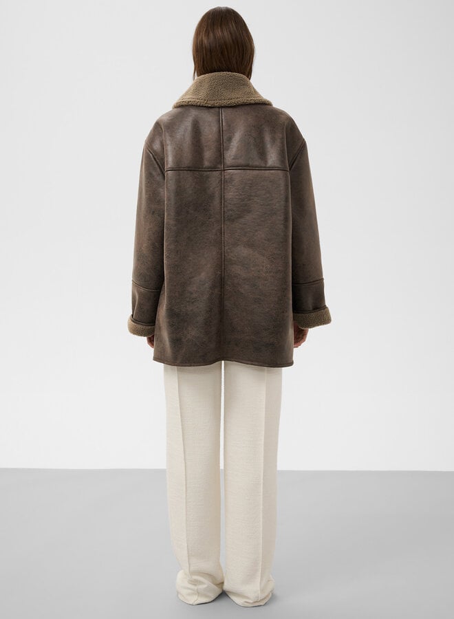 Manteau Soaked Charo effet mouton renversé beige café