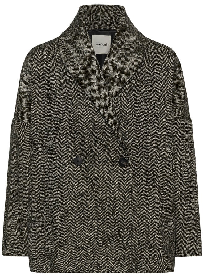 Manteau Soaked Cova ample à chevrons noirs & blancs