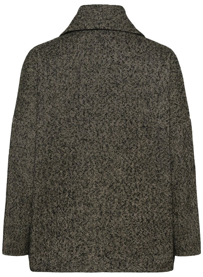 Manteau Soaked Cova ample à chevrons noirs & blancs