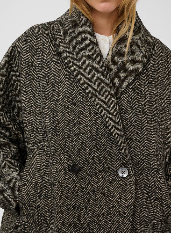 Manteau Soaked Cova ample à chevrons noirs & blancs