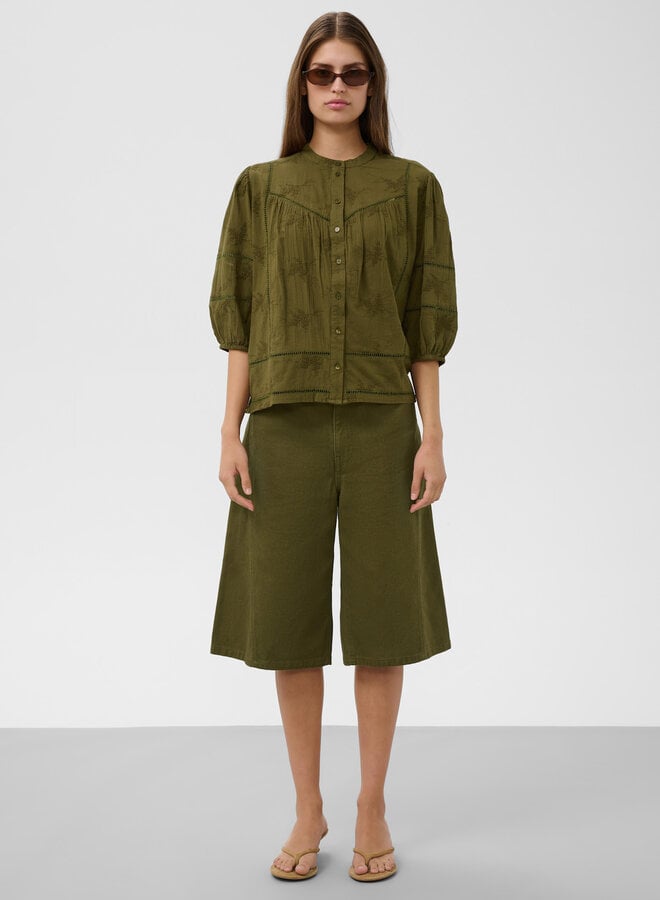Blouse Soaked Embla à broderies vert khaki