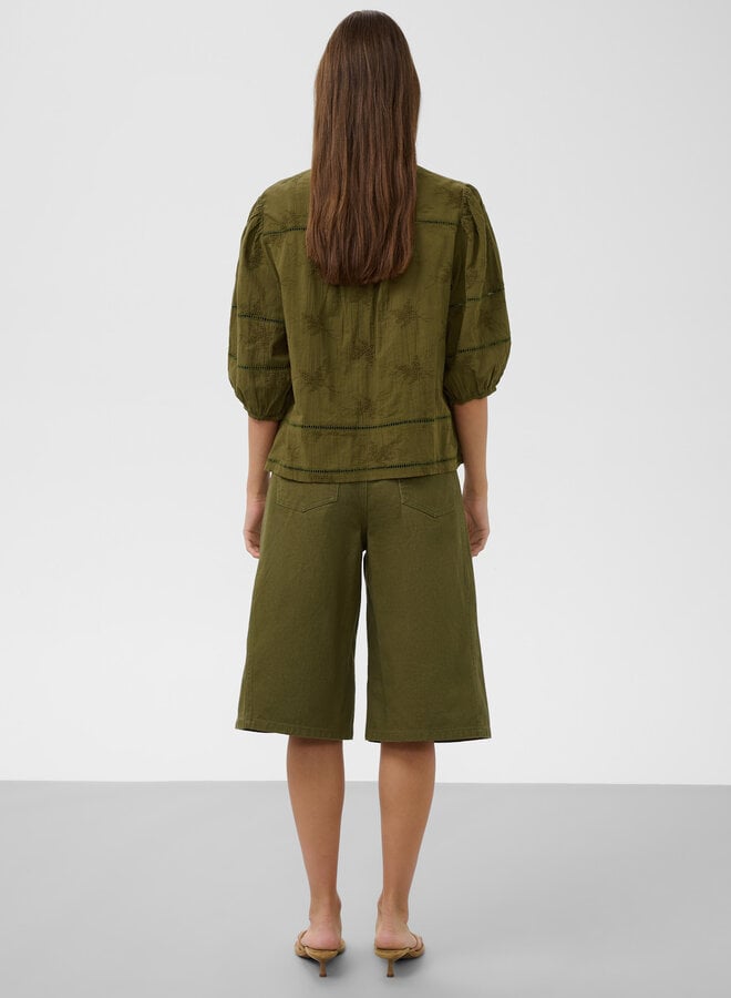 Blouse Soaked Embla à broderies vert khaki