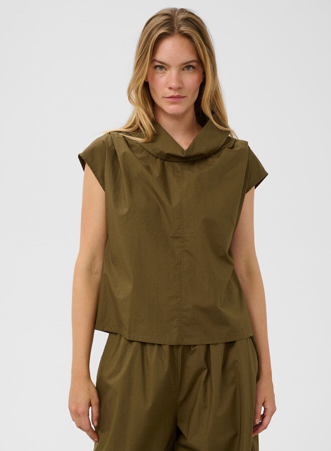 Blouse Soaked Molopo à col montant vert khaki