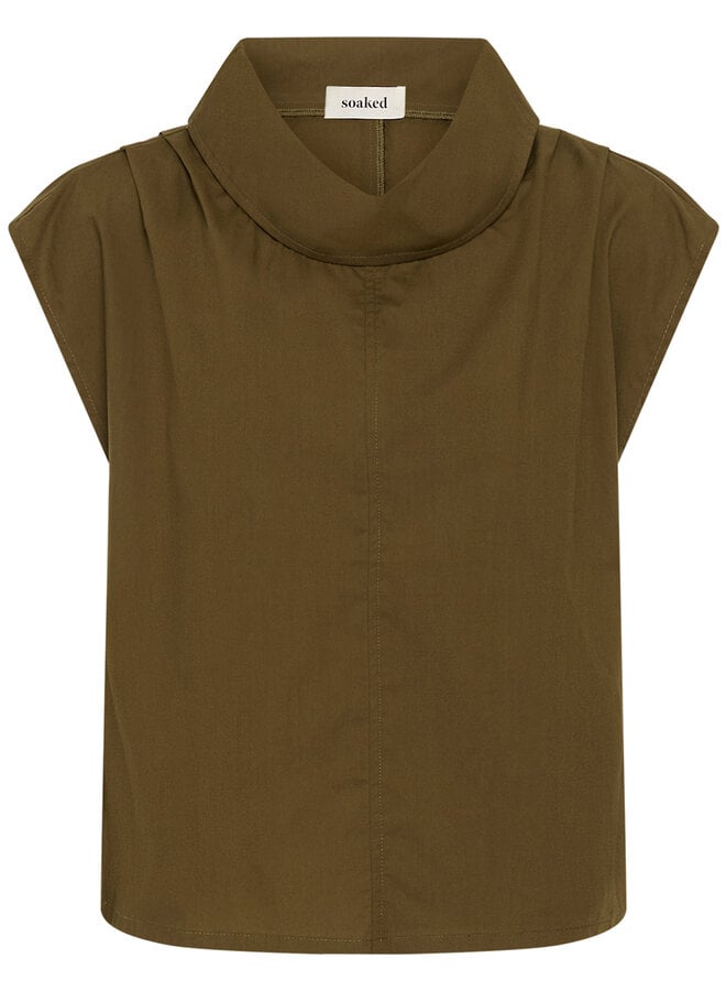 Blouse Soaked Molopo à col montant vert khaki
