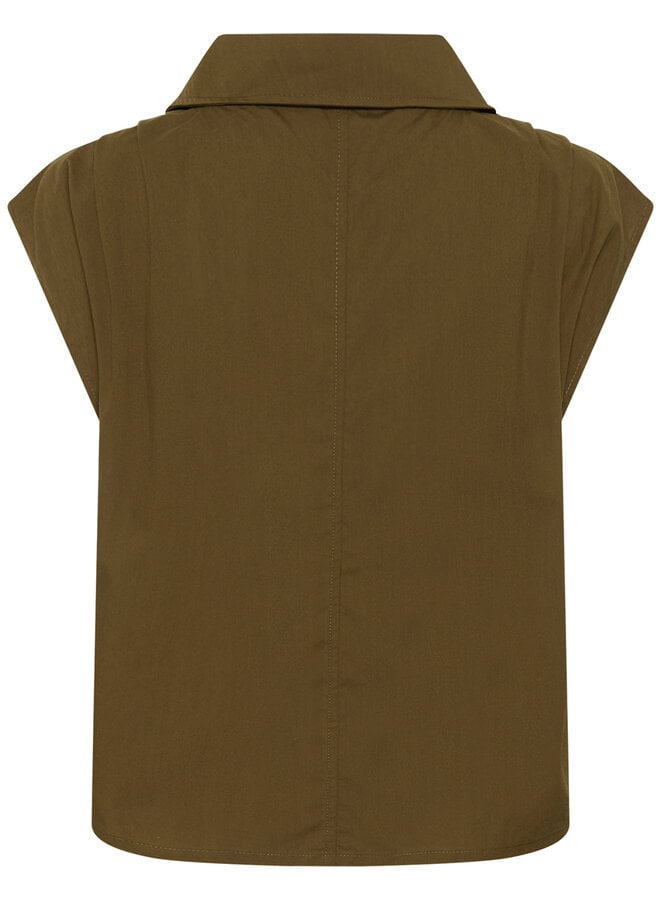 Blouse Soaked Molopo à col montant vert khaki
